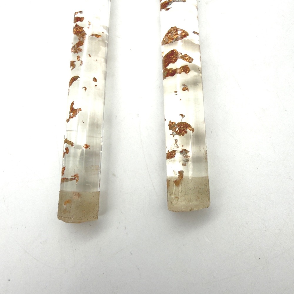 Vintage Clear Acrylic Taper Candles Copper Flake Decorative Pair 11.5" - Picture 3 of 4
